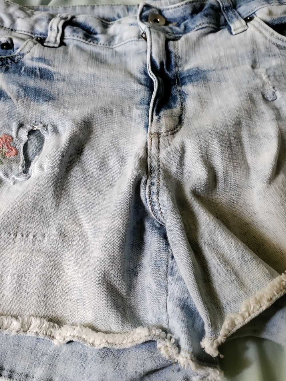 Time and Tru Light Wash Distressed Denim Shorts